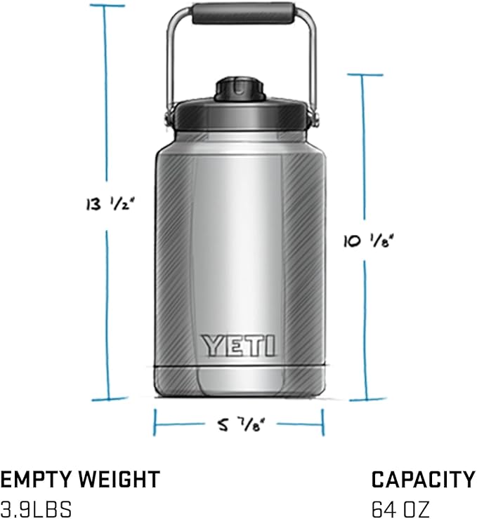 YETI Rambler Half Gallon Jug, Vacuum Insulated, Stainless Steel with MagCap, Agave Teal