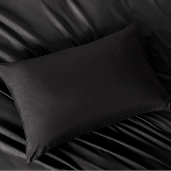 2 Pack Microfiber King Zipper Pillowcases, Soft Comfortable Not Shrink Black Pillow Case, Breathable Pillow Cases Set of 2 (20x36 Inches)