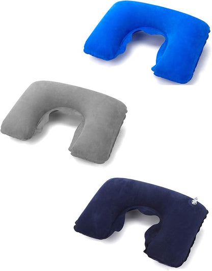 3 Pieces Inflatable Travel Pillows, Head Neck Lumbar Support, Trip Pillow for Airplane Car Bus Camping Hiking, Home Office Sleeping