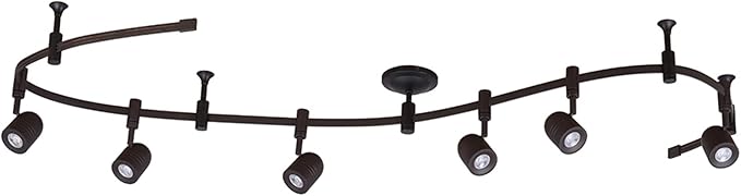 Catalina Lighting 96" 6-Light Integrated LED Flex Track Spotlight Ceiling Light, Oil Rubbed Bronze, for Kitchen, Living Room, Home Lighting