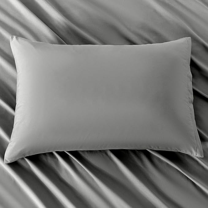 2 Pack Microfiber Zipper Pillowcases, Soft Comfortable Not Shrink Dark Gray Pillow Case, Standard Pillow Cases Set of 2 (20x26 Inches)