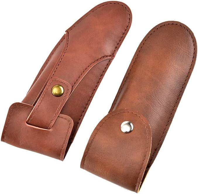 YIUMLMN 2Pcs Folding Pocket EDC Knife Case, Portable Pouch Knife Leather Holster with Snap Closure and Belt Loop, Accessory for Outdoor Climbing