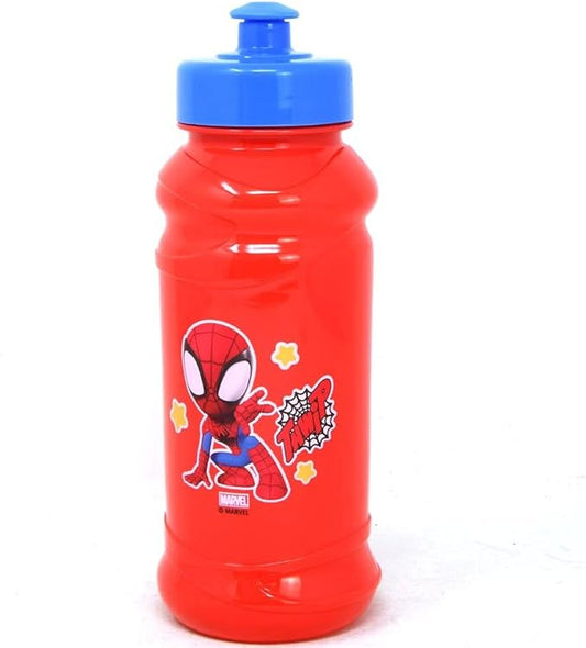 Zak Designs Spidey & Friends 16oz Water Bottle - Cool Kids Red Pull-Top Bottle with Marvel Spider-Man Design for Sports, School & Playtime - Easy Carry & Grip Reusable Drinking Water Bottle