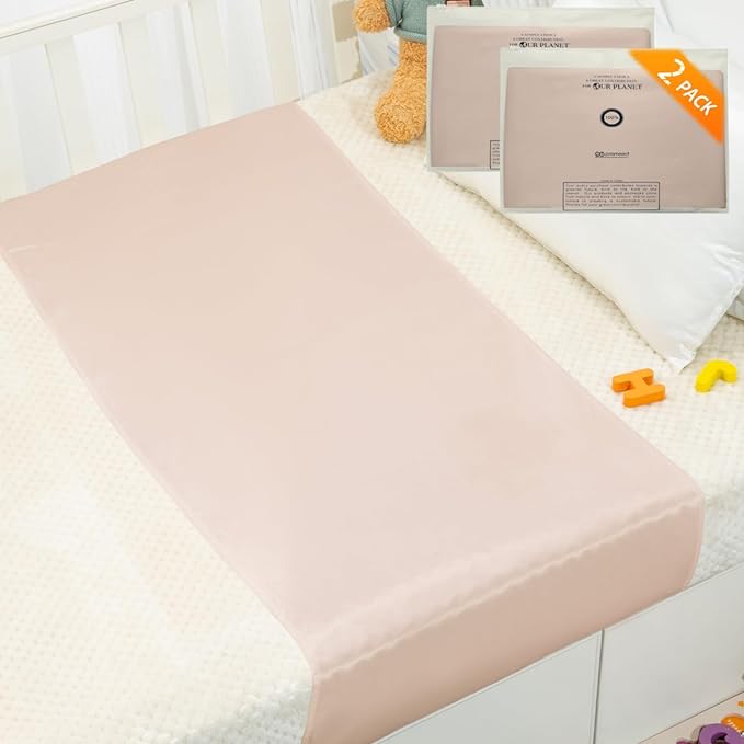 2 Pack 100% Mulberry Silk Crib Sleeve for Baby Hair Loss Prevention, Premium 23 Momme Natural Silk Bassinet Slip for Bassinets/Cradles/Cots/Cribs (Champagne)