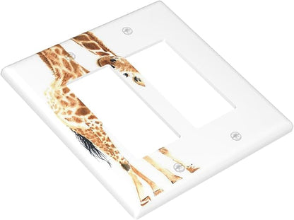 Wild Animal Watercolor Giraffe Light Switch Cover Decorative Double Rocker Plastic Wall Plate Outlet Cover for Women Girls Bedroom Kitchen Living Room Decor 4.5 * 4.5