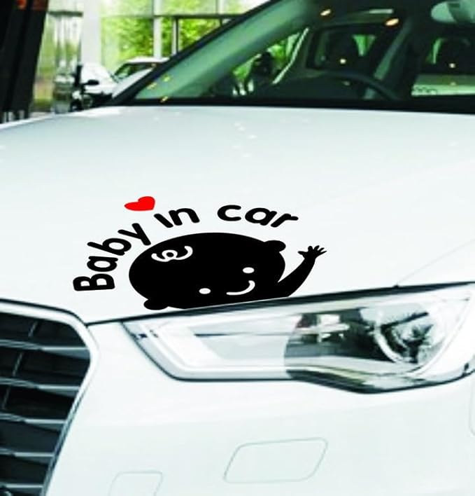 【Baby in Car 】Stickers for Car & 【Baby on Board 】Decals for Cars, Baby Safety Car Signs, Funny Baby Car Stickers (4Pcs Black)