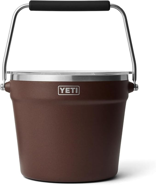 YETI Rambler Beverage Bucket, Double-Wall Vacuum Insulated Ice Bucket with Lid, Wetlands Brown