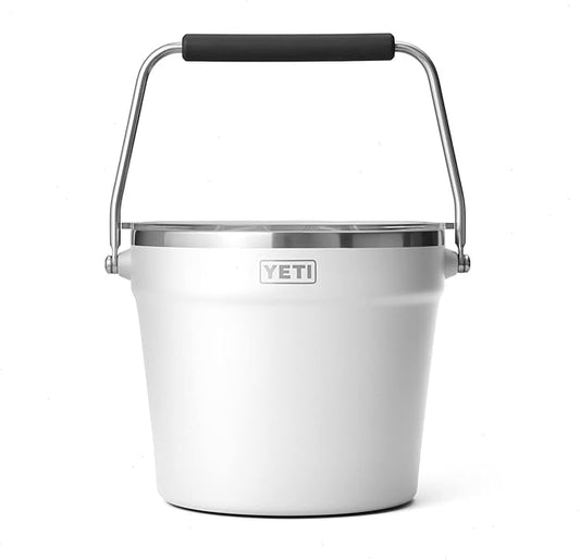 YETI Rambler Beverage Bucket, Double-Wall Vacuum Insulated Ice Bucket with Lid, White