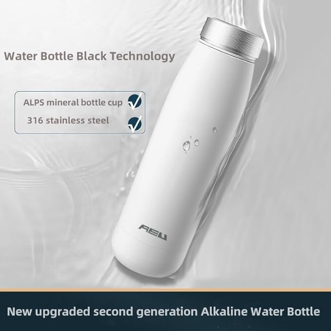 15 oz Alkaline Water Bottle | Pearl white|Creates High ph Premium Water | Keeps Drink Cold up to 24 Hours | Vacuum Insulated 316 Stainless Stee, ALPS Mineral Bottle