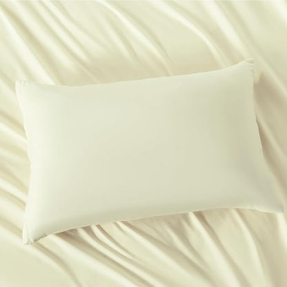 2 Pack Microfiber Zipper Pillowcases, Soft Comfortable Not Shrink Beige Pillow Case, Standard Pillow Cases Set of 2 (20x26 Inches)