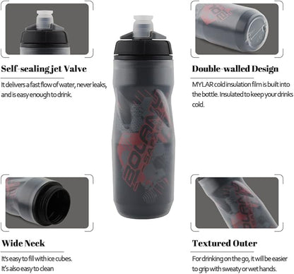 Zsling Squeeze Water Bottles Sports, Water Bottles Insulated 20 oz, Sport Bike Squeeze Bottle, Running Water Bottle Handheld, Squirt Water Bottle for Hiking, Cycling