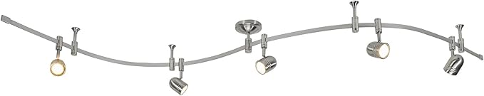 Catalina Lighting 96" Track Ceiling Light, Brushed Nickel, Transitional 5-Light LED Flex Track, Bulb Included, for Kitchen, Living Room, Home Lighting