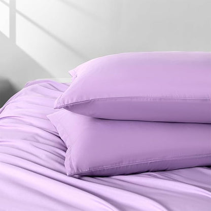 2 Pack Microfiber Queen Zipper Pillowcases, Soft Comfortable Not Shrink Purple Pillow Case, Breathable Pillow Cases Set of 2 (20x30 Inches)