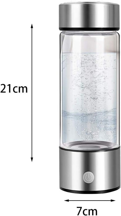 EKDJKK Portable Hydrogen Water Generator Bottle with PEM and SPE Technology, Up to 1300 PPB, Hydrogen Water Bottle, Hydrogen Water Ionizer Machine Ionizer Health Cup for Home Travel (Silver)