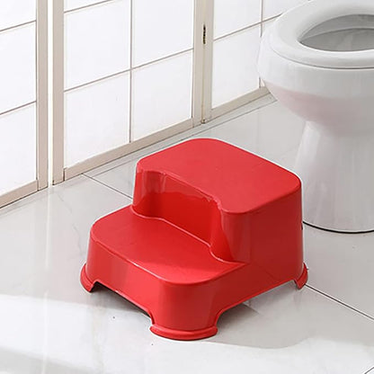 Toyvian Two Step Step Stools Safety Steps Toilet Potty Training Stool Non- Slip Foot Stool Bedside Step Stool for Kitchen Bathroom Bedroom Red