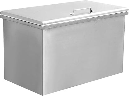 Upgraded Drop in Ice Chest, Stainless Steel Ice Cooler, Commercial Ice Bin with Cover, Outdoor Kitchen Ice Bar, Drain-Pipe and Drain Plug Included, for Cold Wine Beer