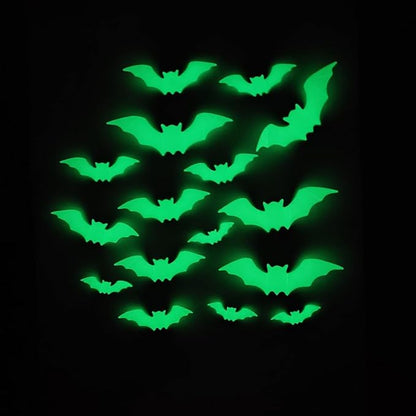 32 Pcs Halloween Decorations 3D Luminous Bats Wall Decor Stickers Glow in The Dark for Home Window Decor Party Decorations Double Sided Party Supplies