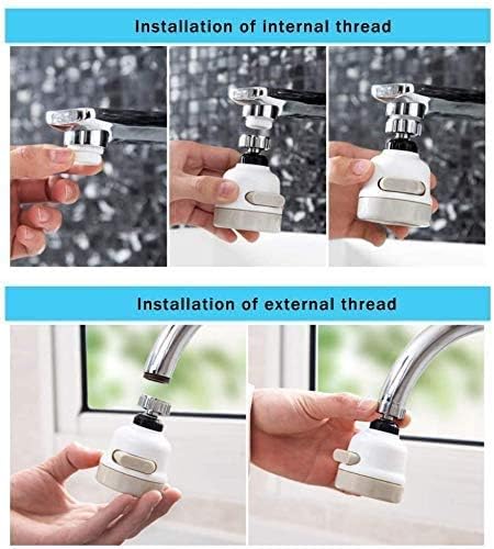 360° Rotatable Water Saving Kitchen Tap Head High Pressure Sink Sprayer Head 3 Modes Position Adjustable Splash Filter Nozzle Kitchen Bathroom Foaming Faucet