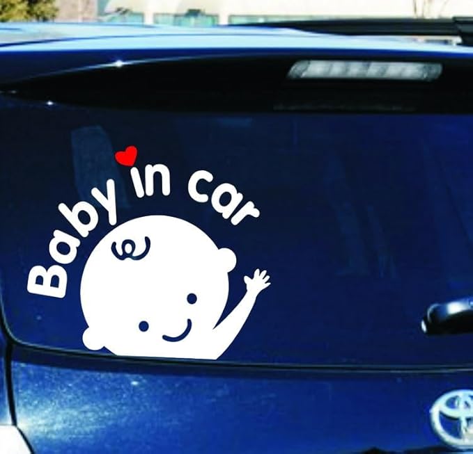 【Baby in Car 】Stickers for Car & 【Baby on Board 】Decals for Cars, Baby Safety Car Signs, Funny Baby Car Stickers (4Pcs White)