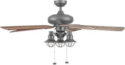 Prominence Home Piercy, 52 Inch Farmhouse LED Ceiling Fan with Light, Remote Control, Three Mounting Options, 5 Dual Finish Blades, Reversible Motor - 51430-01 (Bronze)