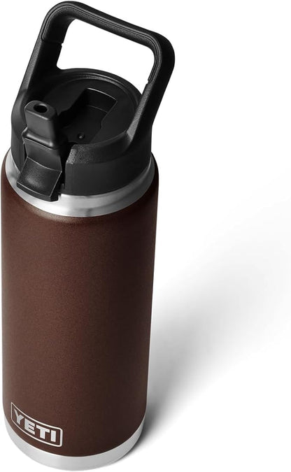 YETI Rambler 26 oz Bottle, Vacuum Insulated, Stainless Steel with Straw Cap, Wetlands Brown