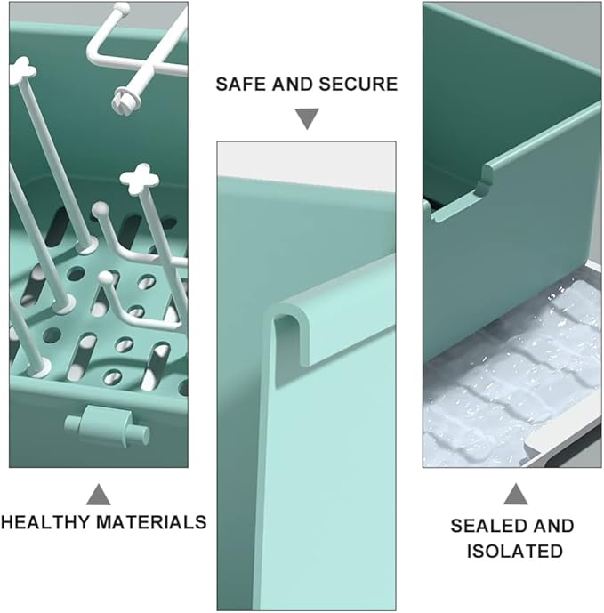 Baby Bottle Drying Rack, 1Pc Baby Bottle Drying Box Cutlery Box Container with Cover Easy- Carry Handle Holder for Bottles Cups Home Kitchen