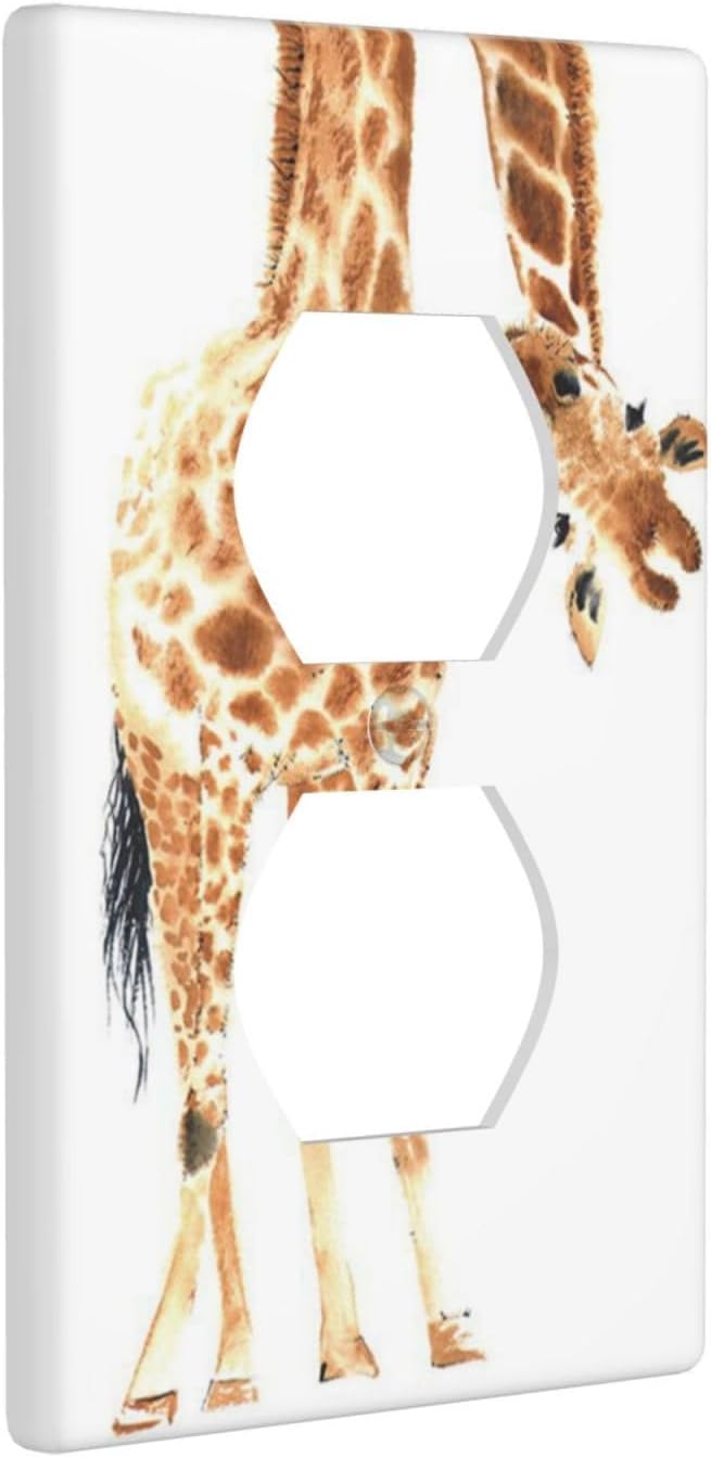 Wild Animal Watercolor Giraffe Light Switch Cover Decorative Duplex Electrical Outlet Plastic Wall Plate Outlet Cover for Women Girls Bedroom Kitchen Living Room Decor 4.5 * 2.76