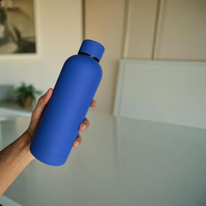 17 oz Matte Finish Stainless Steel Water Bottle | Vacuum Insulated Travel Bottle | Hot & Cold Water Bottle | Smooth Rubber Finish Water Bottle (Dark Blue)