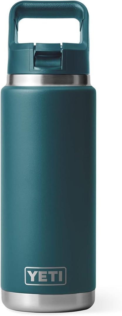 YETI Rambler 26 oz Bottle, Vacuum Insulated, Stainless Steel with Color Matching Straw Cap, Agave Teal