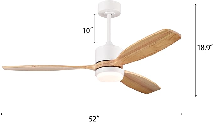 Yerma 52-inch Solid Wood and Metal Lighted Ceiling Fan with LED Lighting