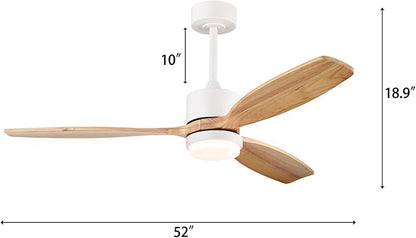 Yerma 52-inch Solid Wood and Metal Lighted Ceiling Fan with LED Lighting