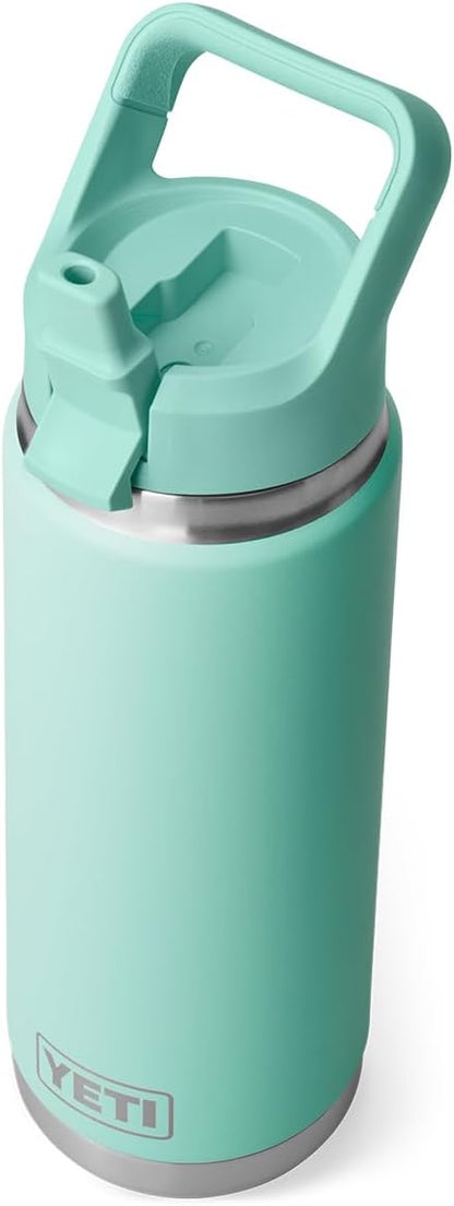 YETI Rambler 26 oz Bottle, Vacuum Insulated, Stainless Steel with Color Matching Straw Cap, Seafoam