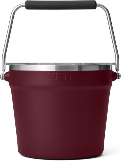 YETI Rambler Beverage Bucket, Double-Wall Vacuum Insulated Ice Bucket with Lid, Wild Vine Red