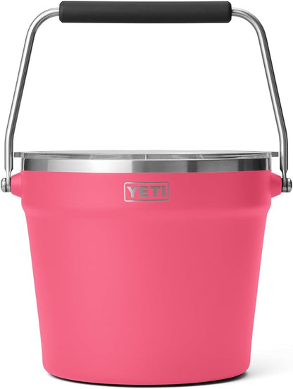 YETI Rambler Beverage Bucket, Double-Wall Vacuum Insulated Ice Bucket with Lid, Tropical Pink