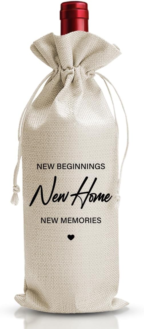 DOI-LANEE Get Home Wine Bag, New Beginnings Gift Bag for Homeowners, Housewarming Gift Wine Bag for Women, New Beginnings New Home New Memories, New House Gifts, Realtor Gift to Client