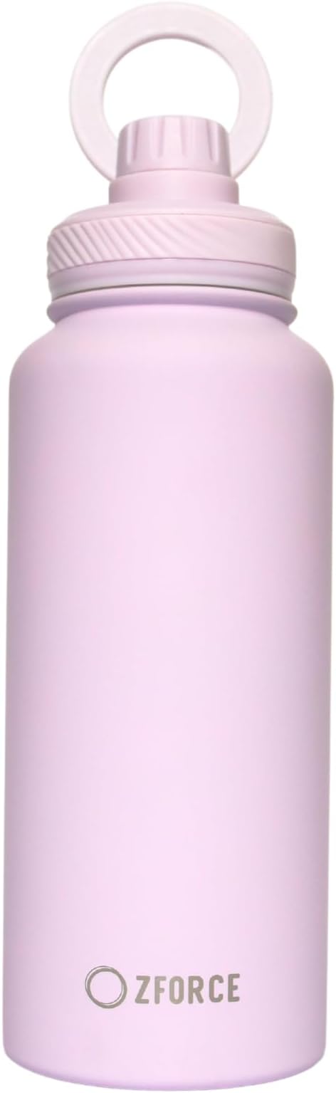 ZForce EcoSip 1000-32 oz (1000 ml) Stainless Steel Water Bottle, Eco-Friendly Reusable with Magnetic Ring Lid, Available in Blue, Mint, and Light Purple, Model Name EcoSip (Light Purple)