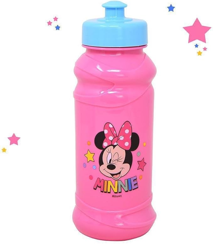 Disney Minnie Mouse Plastic Water Bottle for Girls - 6pc Minnie Mouse Travel Bundle with Reusable Water Bottles For Home, School, and Sports, Sticker Activity Book, and More