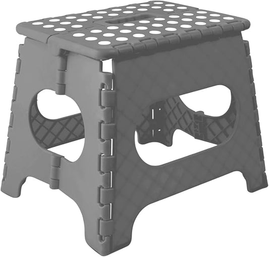 Portable 11inch Kids Folding Step Stool - Lightweight, Strong & Space-Saving - Non-Slip Surface for Home, Bathroom, Kitchen & Outdoor Use - Weight Capacity Up to 300Lbs - Gray - Durable Design