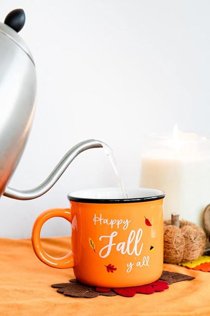 Pearhead Happy Fall Y'all Mug, Autumn Coffee Mug, Home Dećor Accessories, Orange, 15oz, Fall Kitchen Decorations, Holiday Tea or Coffee Mug