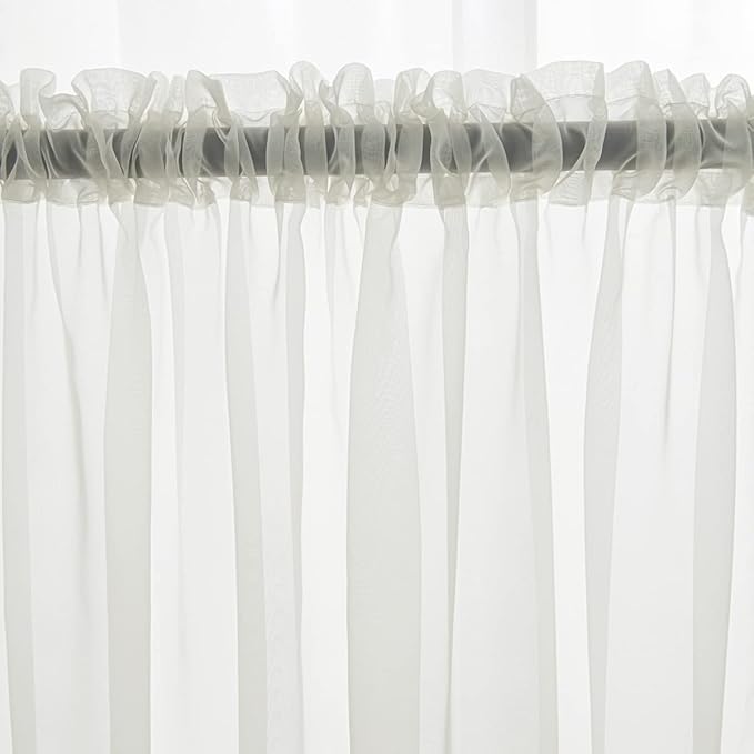 Windows Semi White Sheer Curtains 90 Inches Length 52 Inches Width 2 Panels Set Translucent Sheer Curtain Basic Rod Pocket for Bedroom Children Living Room Yard Kitchen