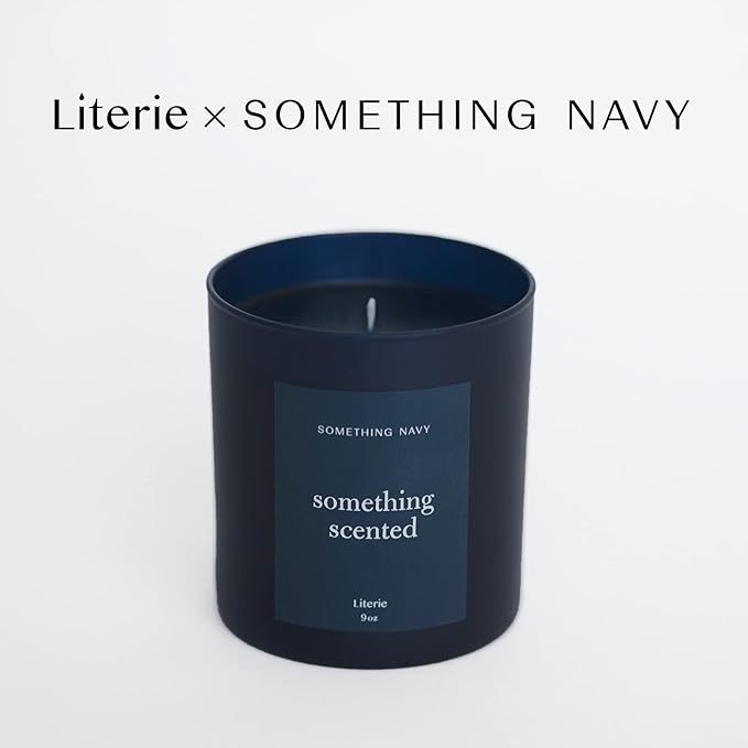 NYC Inspired Scented Candle: Something Scented (Something Navy) - Magnolia & Sandalwood Scent, 9oz, 50 Hour Burn, Vegan Soy & Coconut Blend Candle for Home Decor, Gift for Women & Men