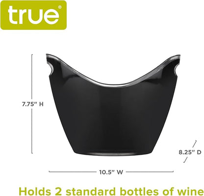 True Modern Wine & Champagne Bucket Black Ice Beverage Tub Indoor & Outdoor Home Kitchen Drink Bucket, Party Tubs for Drinks, 2 Bottles Capacity, Champagne & Wine Chiller Bucket