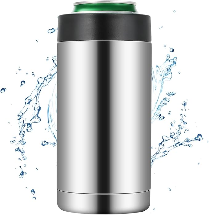 16oz Stainless Steel Double Wall Insulated Can Cooler, Beer Bottle Holder, Bottle or Tumbler for Slim Beer & Hard Seltzer CansS（Silver）