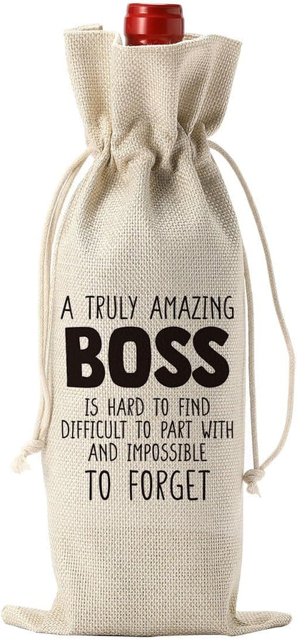 YUANHAO Boss Wine Bag Boss Day Gifts Boss Appreciation Gifts BossThank You Gifts from Employee Retirement Gifts for Boss A Truly Amazing Boss Wine Bag