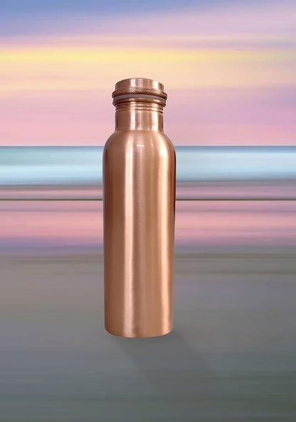 Copper Water Bottle 30 oz- 100% Pure Copper Bottle for Drinking Water Leak Proof Joint Less Indian Water Drinking Copper Bottle 900 ml for Home, Office, Hotel and Sports