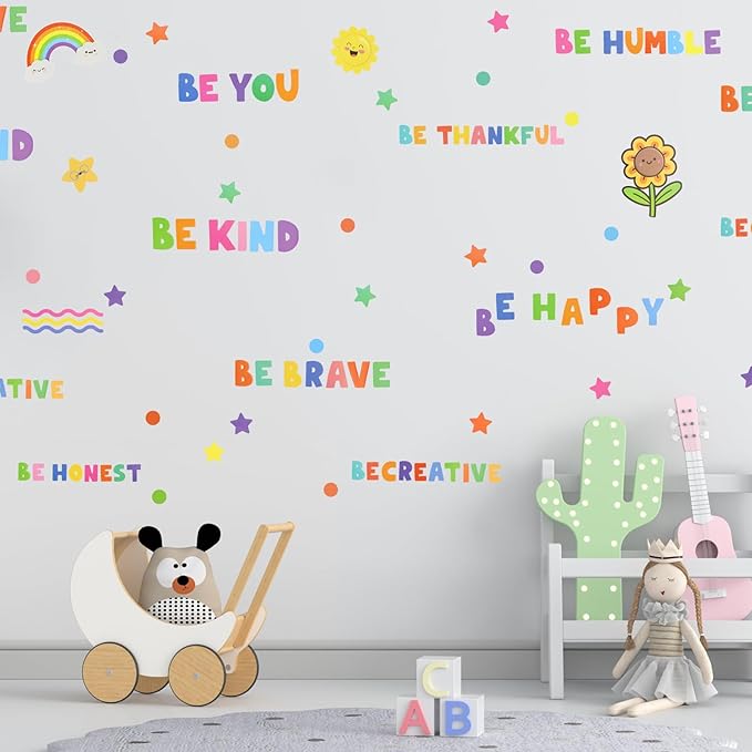 176pcs Colorful Inspirational Wall Decals, Motivational Sticker, Removable Wall Art Stickers for Kid Bedroom, School, Classroom, Playroom, Kindergarten