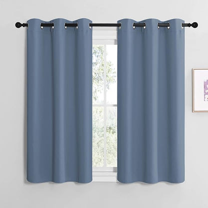 NICETOWN Home Fashion Thermal Insulated Solid Grommet Blackout Window Treatment Curtain Panels for Loft, Cafe (Stone Blue, 1 Pair, 42 inches Wide by 50 inches Long)