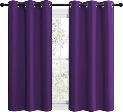 NICETOWN Purple Kitchen Blackout Curtains, Home Decoration Thermal Insulated Solid Ring Top Blackout Curtains/Drapes for Bedroom(Set of 2, 42 x 50 Inch, Royal Purple)