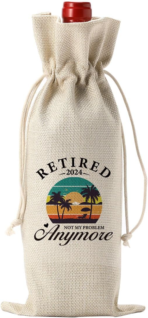 YUANHAO Retirement Wine Bag, Retirement Gifts for Woman Men, Retirement Wine Bag 2024, Retired 2024 Not My Problem Anymore Wine Bag