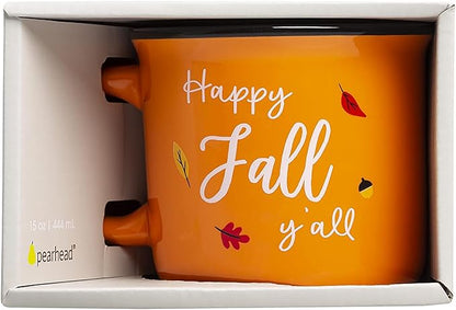 Pearhead Happy Fall Y'all Mug, Autumn Coffee Mug, Home Dećor Accessories, Orange, 15oz, Fall Kitchen Decorations, Holiday Tea or Coffee Mug